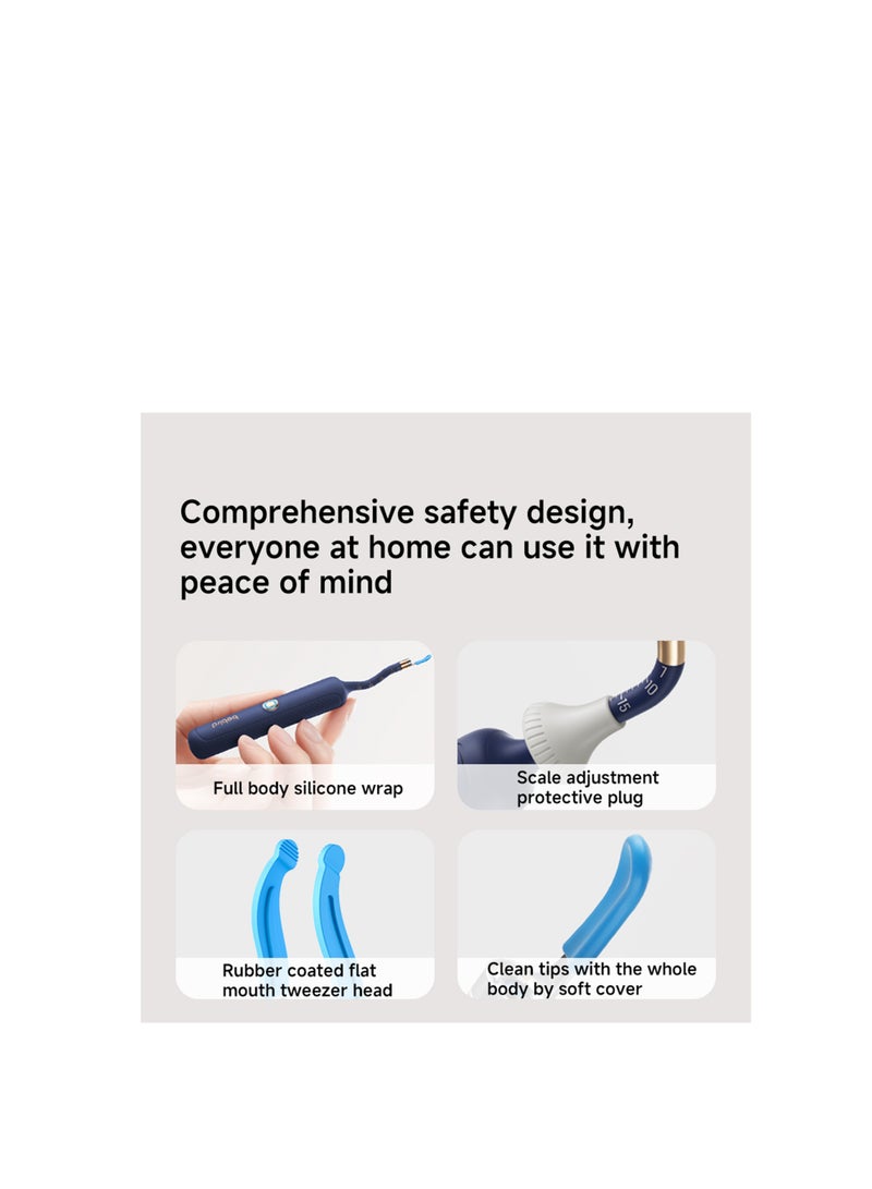 بيبيرد Earsight Plus: أداة إزالة شمع الأذن مزودة بكاميرا وإضاءة، ومنظف مرئي لشمع الأذن مع مجموعة تنظيف، مثل مجرفة/ملعقة/مجرفة/ملقط لتنظيف الأذنين للعائلة، ومنظار أذن لاسلكي مع اتصال واي فاي (أزرق داكن) - Image 2