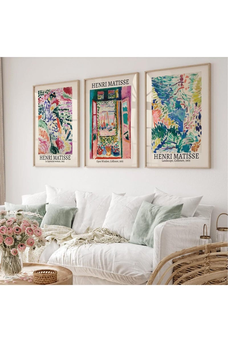 Baccone Henri Matisse Wall Art Set of 3 Matisse Poster Aesthetic Canvas Wall Art - Image 1