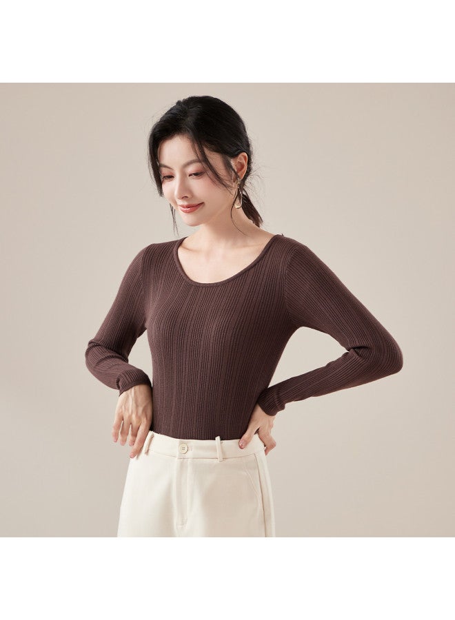 Your Sun Classic Basic Long-Sleeved Round Neck Women'S Pullover Base Shirt, High-End Feel, Can Be Worn Alone Or As An Autumn Underlayer - Image 2