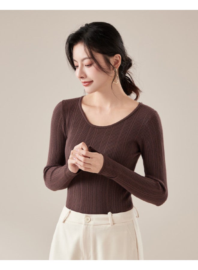Your Sun Classic Basic Long-Sleeved Round Neck Women'S Pullover Base Shirt, High-End Feel, Can Be Worn Alone Or As An Autumn Underlayer - Image 1