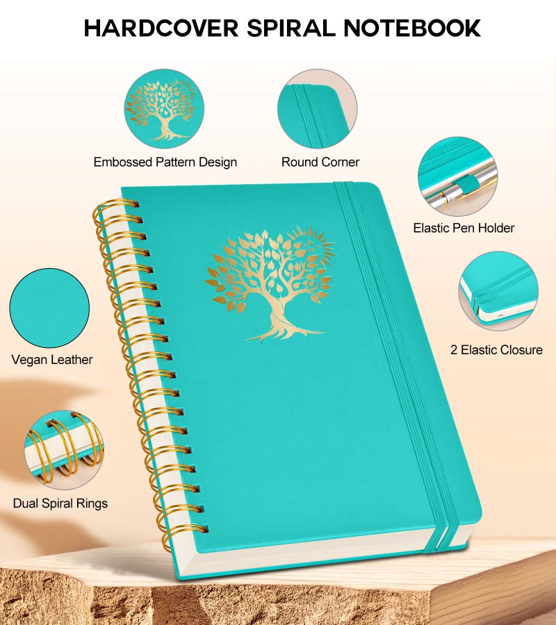 PERCUN Large Spiral Notebook Journal for Women Men - 300 Numbered Lined Pages, College Ruled,B5 Hardcover Spiral Bound Notebook for School, Work, Note Taking, Writing, Leather Spiral Journal 7"x10" - Image 3