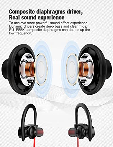 Otium Bluetooth Headphones,Wireless Earbuds IPX7 Waterproof Sports Earphones with Mic HD Stereo Sweatproof in-Ear Earbuds Gym Running Workout 15 Hour Battery Sound Isolation Headsets - Image 4