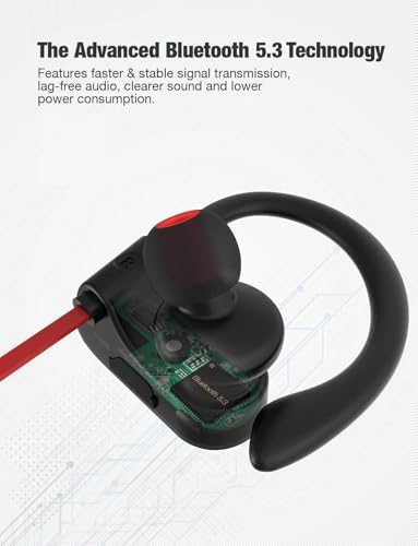 Otium Bluetooth Headphones,Wireless Earbuds IPX7 Waterproof Sports Earphones with Mic HD Stereo Sweatproof in-Ear Earbuds Gym Running Workout 15 Hour Battery Sound Isolation Headsets - Image 5