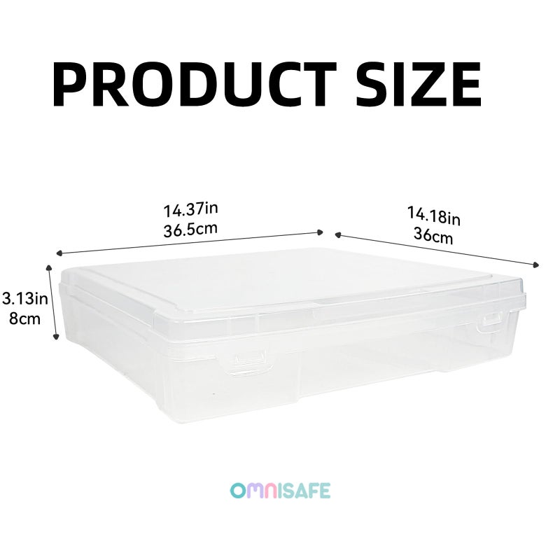 OMNISAFE 12" x 12" Plastic Scrapbook Paper Storage Cases, Thick Portable Organizers, Hobby Art Craft Box, Acid-Free Rounded Corner Containers with Handle, 6-Pack - Image 2