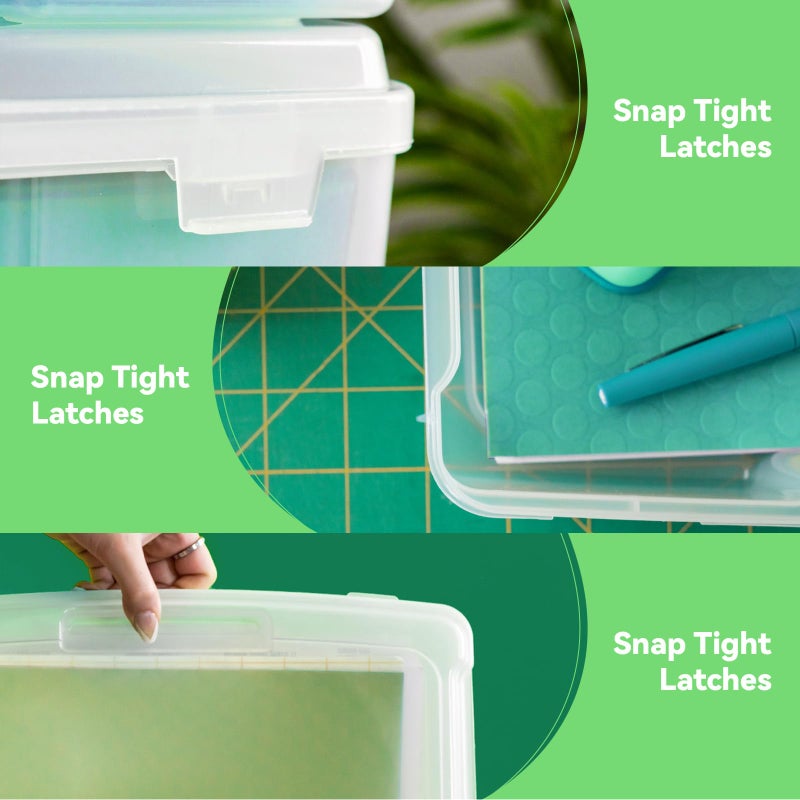 OMNISAFE 12" x 12" Plastic Scrapbook Paper Storage Cases, Thick Portable Organizers, Hobby Art Craft Box, Acid-Free Rounded Corner Containers with Handle, 6-Pack - Image 4