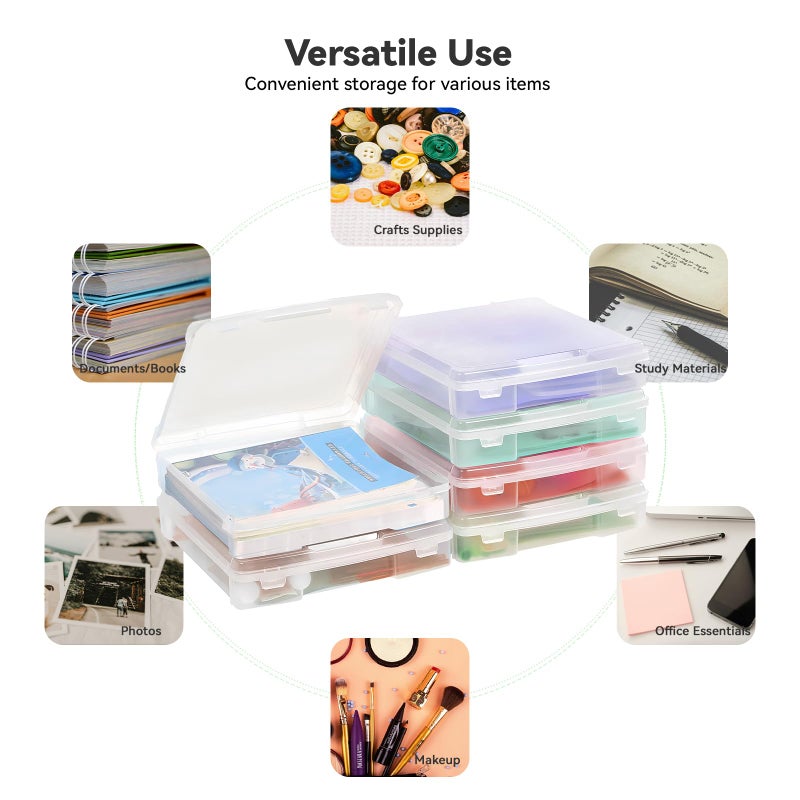 OMNISAFE 12" x 12" Plastic Scrapbook Paper Storage Cases, Thick Portable Organizers, Hobby Art Craft Box, Acid-Free Rounded Corner Containers with Handle, 6-Pack - Image 3