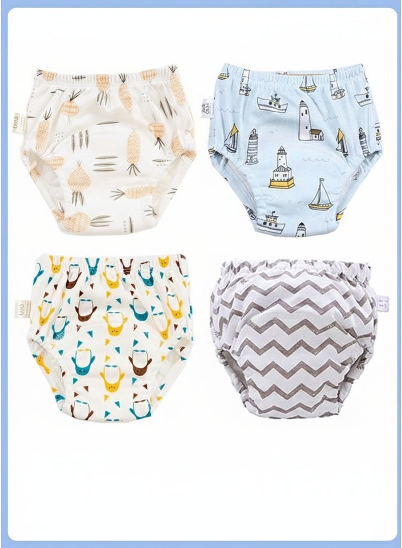 4 Pieces Size 110 Baby Cotton Training Pants Strong Absorbent Reusable Toddlers Kids And Toddler Unisex (6-Layers) Potty Training Underwear for Baby Girls and Boys Size 110 - Image 1