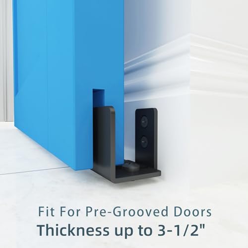 JUBEST Matte Black Floor Guide Wall Mount Sliding Barn Door Hardware Up to 1-3/4"W 1-7/8"H Set of 2 - Image 3