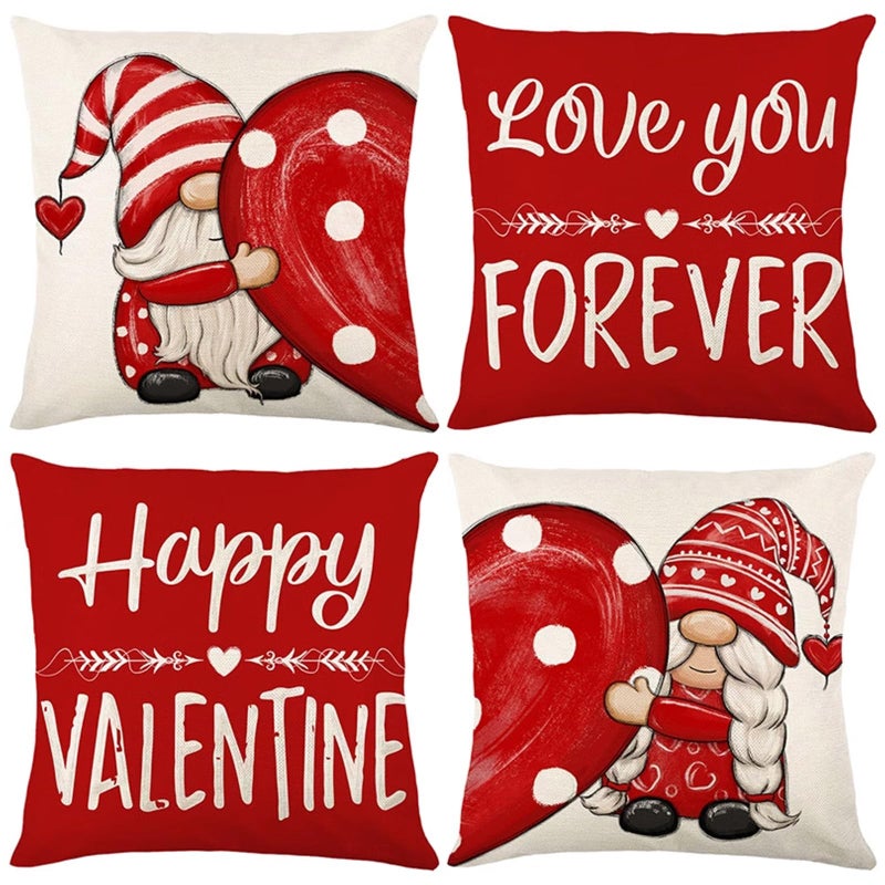 RUIZHUO Valentines Day Pillow Covers 18x18 Set of 4 Love Heart Valentines Day Decor Throw Pillows Decorative Cushion Cases for Sofa Couch Valentine Decorations For Valentine Day Wedding Couch Sofa Decor - Image 1