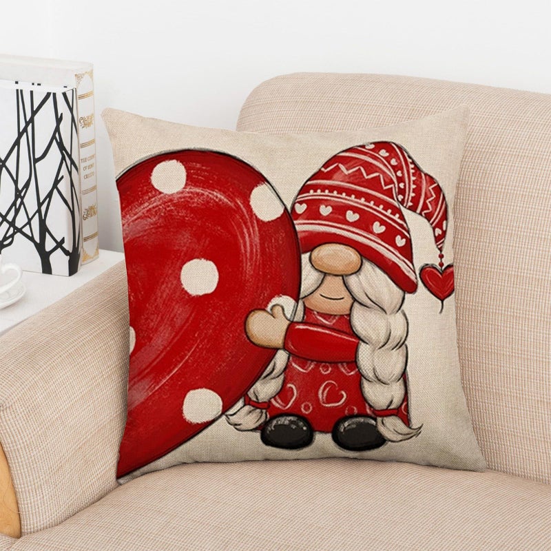 RUIZHUO Valentines Day Pillow Covers 18x18 Set of 4 Love Heart Valentines Day Decor Throw Pillows Decorative Cushion Cases for Sofa Couch Valentine Decorations For Valentine Day Wedding Couch Sofa Decor - Image 4