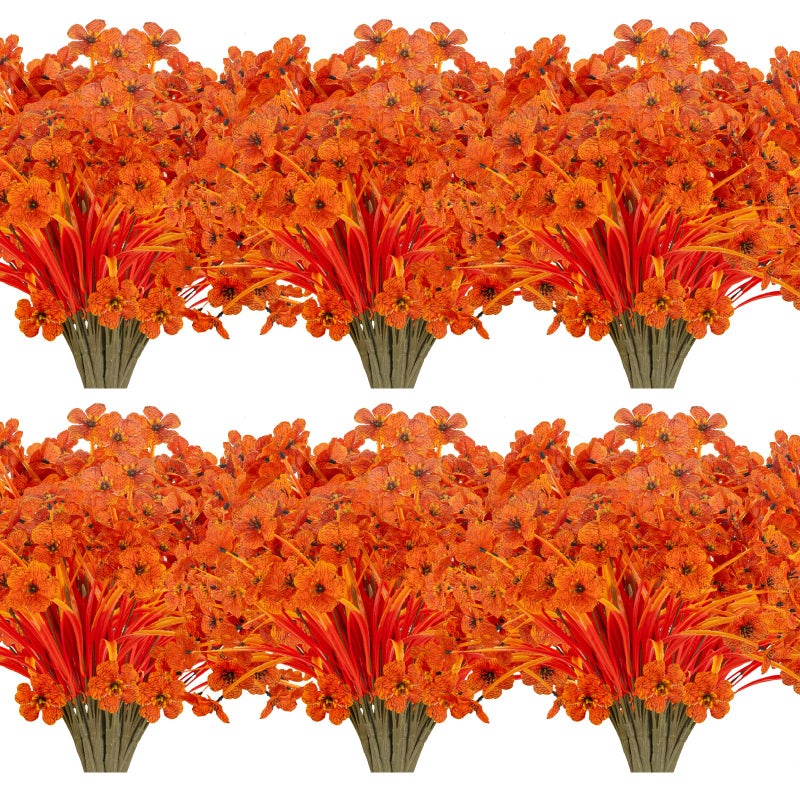 JEMONG 20 Bundles Artificial Fall Flowers No Fade Faux Autumn Plants Fake Flowers No Fade Faux Plastic Plants Thanksgiving Harvest Decoration Fall Red - Image 2