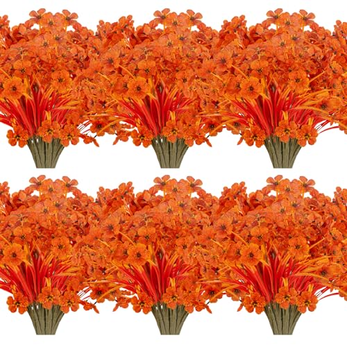 JEMONG 20 Bundles Artificial Fall Flowers No Fade Faux Autumn Plants Fake Flowers No Fade Faux Plastic Plants Thanksgiving Harvest Decoration Fall Red - Image 1