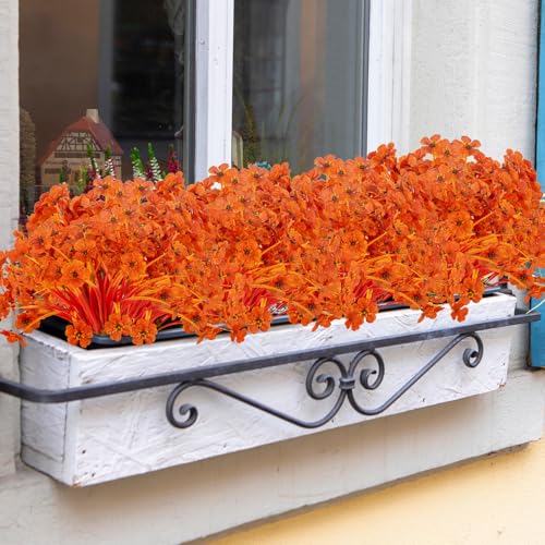 JEMONG 20 Bundles Artificial Fall Flowers No Fade Faux Autumn Plants Fake Flowers No Fade Faux Plastic Plants Thanksgiving Harvest Decoration Fall Red - Image 3