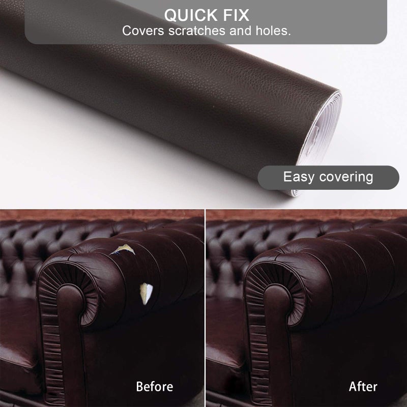 BSZHTECH Leather Repair Tape Self-Adhesive Leather Repair Patch for Couch Furniture Sofas Car Seats Advanced PU Vinyl Leather Repair Kit (Dark Brown, 3.9X79 inch) - Image 2