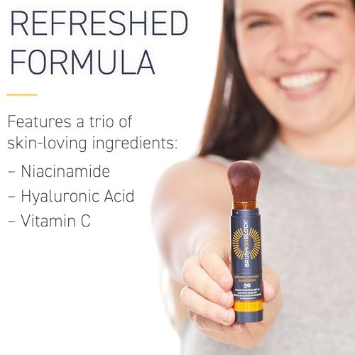Brush On Block SPF 30 Mineral Powder Sunscreen New Formula With Niacinamide Hyaluronic Acid Vitamin C Broad Spectrum Water Resistant Translucent For All Skin Types Reef Friendly Mfg in USA - Image 3