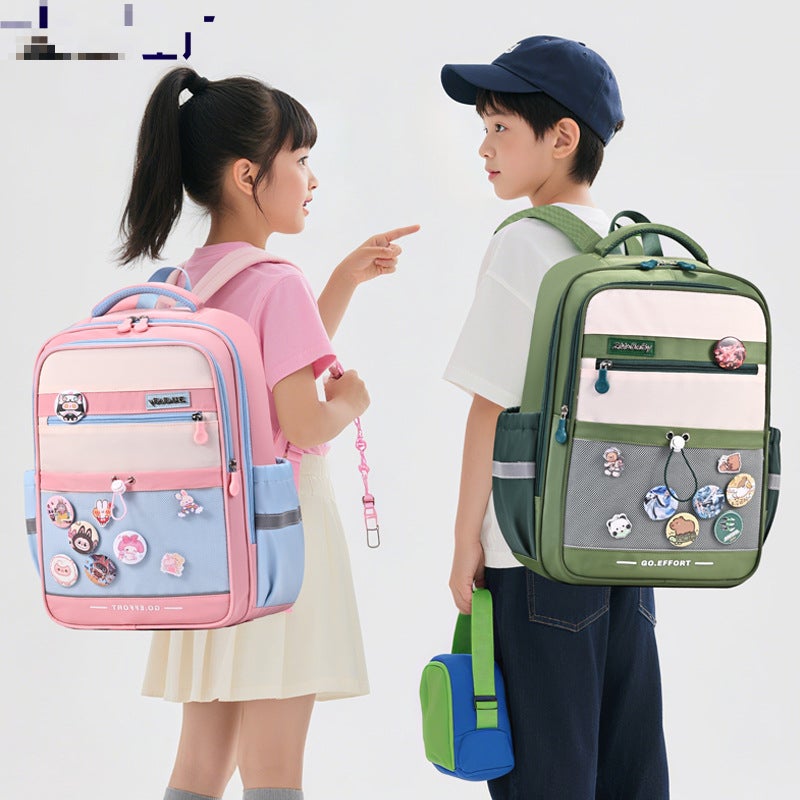 Sesame Baby DIY Badge Kids Backpack, Large Capacity Cartoon School Bag - Image 1