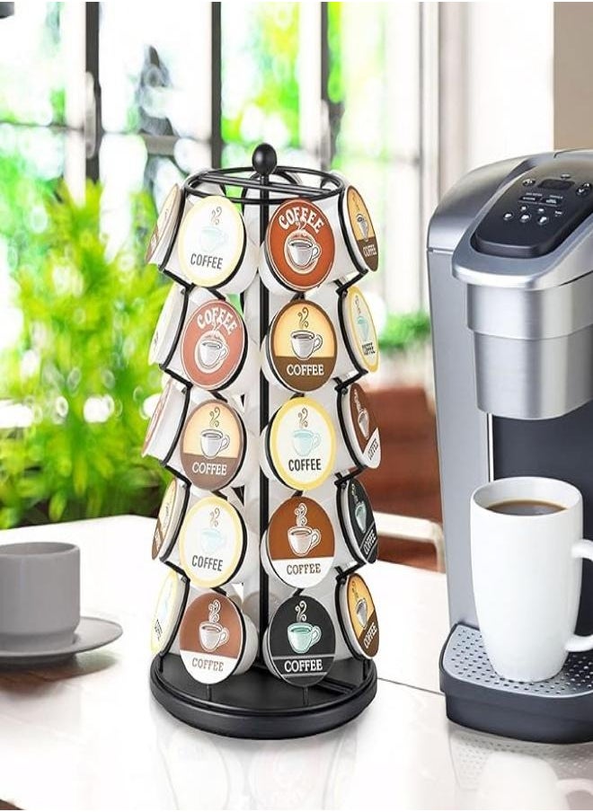 M MIAOYAN - Coffee capsule holder, compatible with 35 capsules, swivel tower dispenser for storage and organization, 360 degree rotation - Image 1