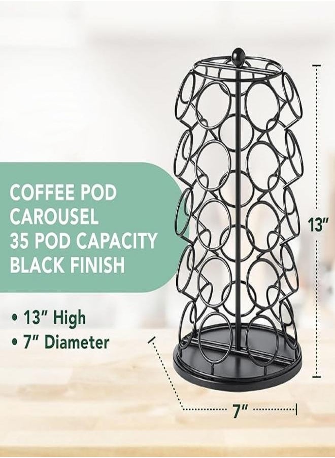 M MIAOYAN - Coffee capsule holder, compatible with 35 capsules, swivel tower dispenser for storage and organization, 360 degree rotation - Image 1