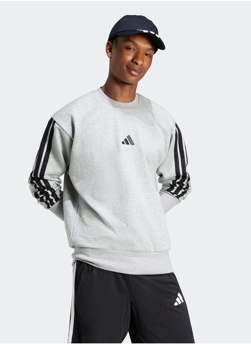 Adidas Essentials 3 Stripes Fleece Sweatshirt