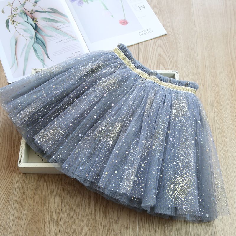 Girl'S Skirt Children'S Bright Princess Skirt Short Skirt Girl'S 5 Mesh Puff Skirt Baby'S Dress Winter - Image 1