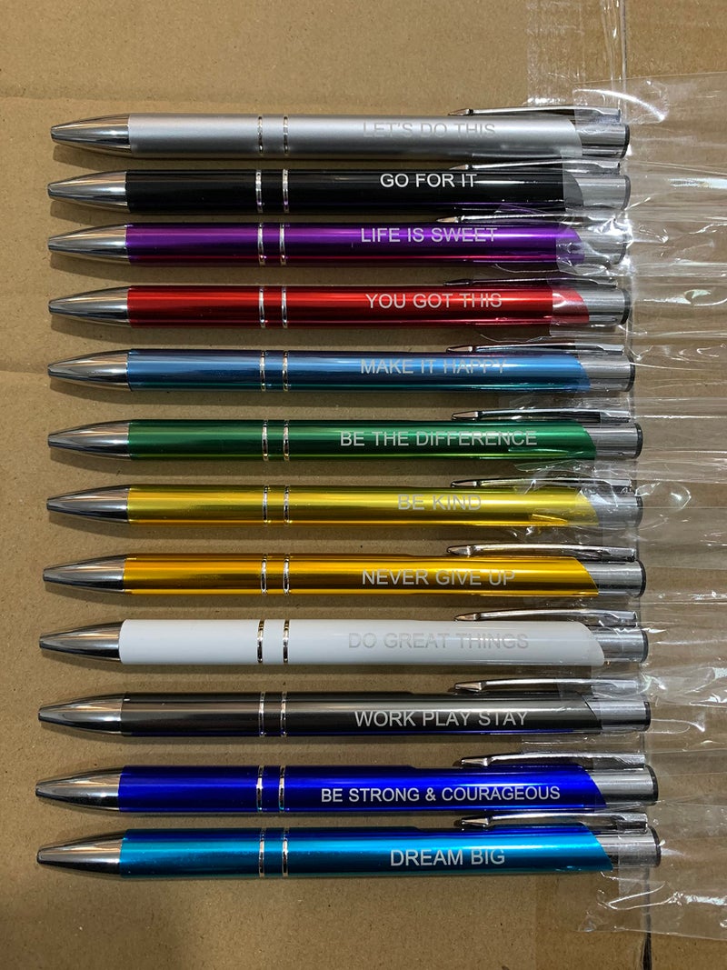 PASISIBICK 12 Pieces Inspirational Motivational Quote Ballpoint Pens Gifts Encouraging Metal Writing Pen for Students Coworkers Teacher Bosses, 12 Colors - Image 5