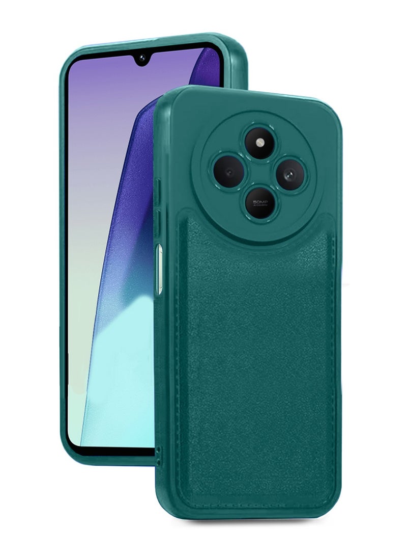 Wtech Xiaomi Redmi 14C 4G 2024  / Xiaomi Redmi 14R 5G 2024 / Xiaomi Redmi A4 5G 2024 Liquid Silicone Stiching Texture Case Cover - Dark Green - Image 1