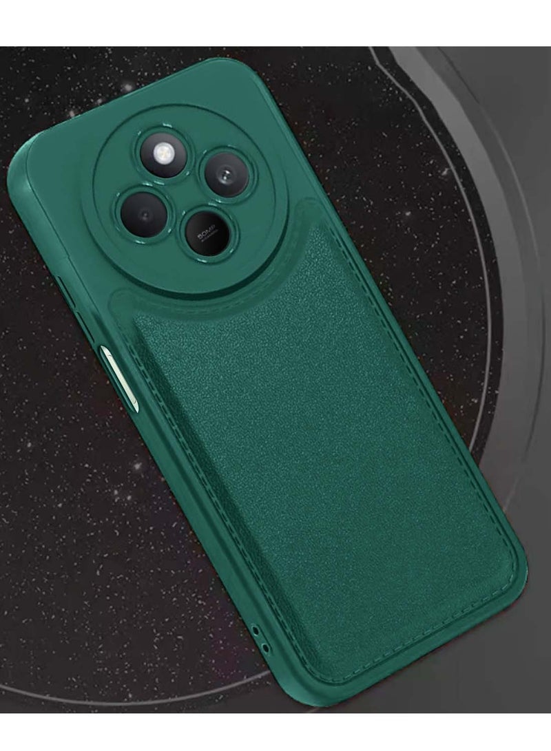 Wtech Xiaomi Redmi 14C 4G 2024  / Xiaomi Redmi 14R 5G 2024 / Xiaomi Redmi A4 5G 2024 Liquid Silicone Stiching Texture Case Cover - Dark Green - Image 3