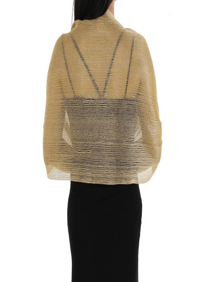 Aster Sparkling Metallic Shawls and Wraps for Evening Dresses with Buckle, Womens Shawls and Wraps for Evening Party Bride Bridesmaid Gifts(Gold) - Image 5