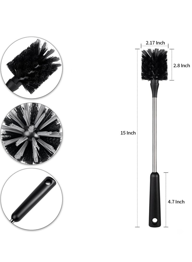 Excefore 2 Pack Stainless Steel Water Bottle Brush & Straw Cleaner Set, Long Handle Baby Bottle Scrub Cleaning Brush for Sports Bottles, Cups, Dishes, Coffee Mugs, Glasswares, Tumblers, Wine Decanters  - Image 3