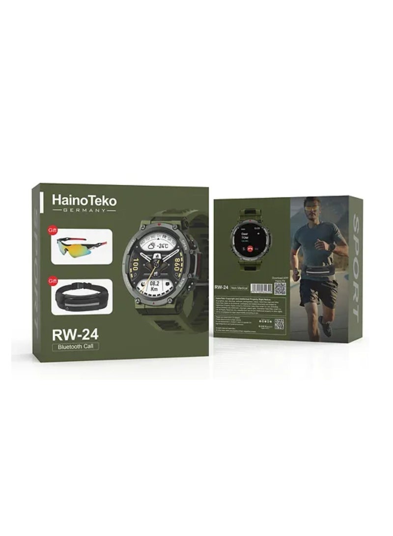 Haino Teko RW-24 Sports Smartwatch – Bluetooth Calling, Fitness Tracker, Heart Rate & Sports Mode, Waterproof, Compatible with Android & iOS – Green - Image 4