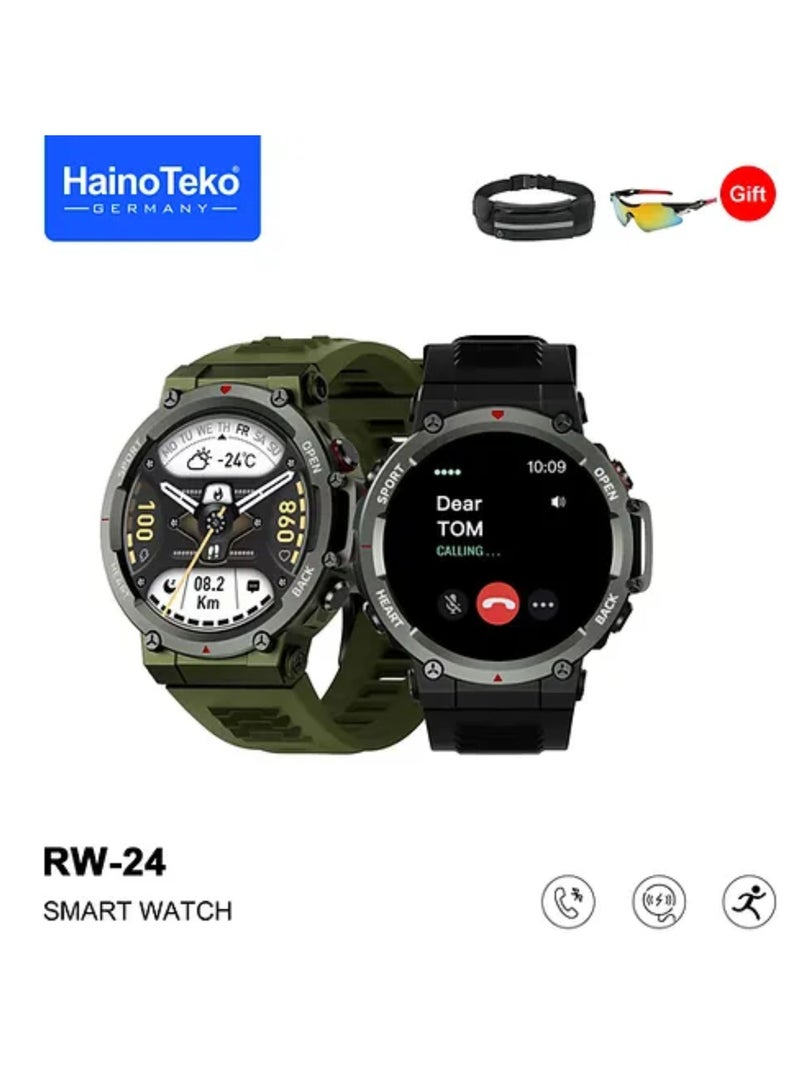 Haino Teko RW-24 Sports Smartwatch – Bluetooth Calling, Fitness Tracker, Heart Rate & Sports Mode, Waterproof, Compatible with Android & iOS – Green - Image 2