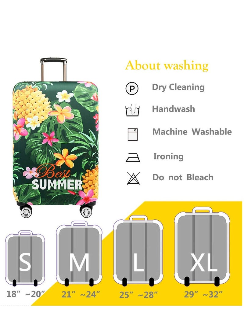 SYOSI - Travel Luggage Cover, Washable Travel Gear Cover Baggage Suitcase Protector, Fit for 25-28 Inch luggage Suitcase Spandex Protective Cover(L, Tropical Pineapple) - Image 1
