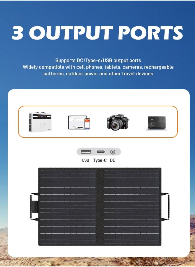 VANPA Solar Panel 60W DC Type-C USB Portable Output, Waterproof IP67 Foldable Solar Charger For Mobile Phone Laptop Outdoor Camping  - Image 4