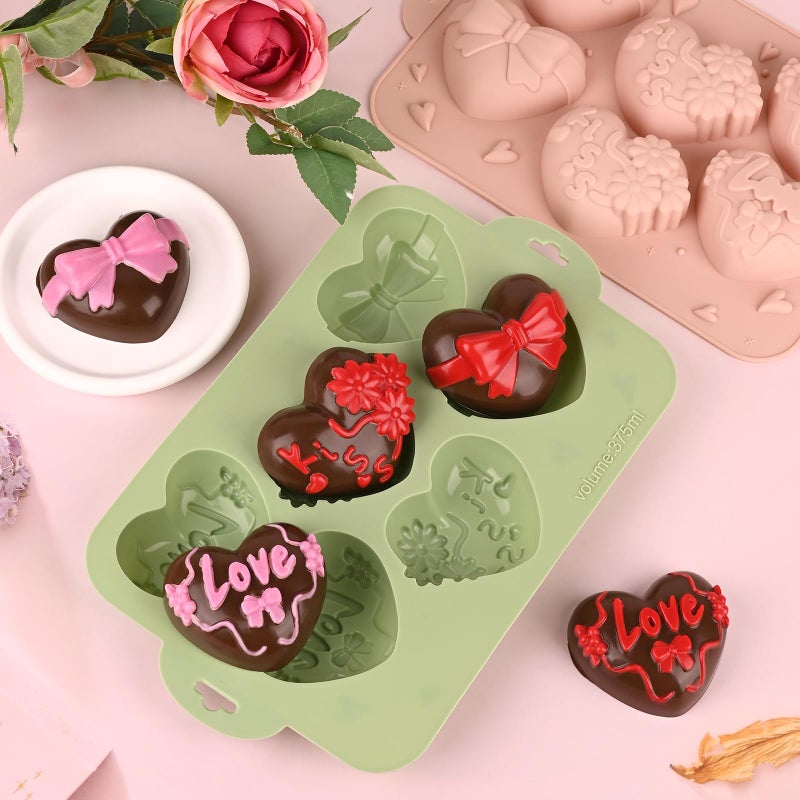 Actvty Heart Shaped Silicone Mold, 2Pcs 6 Holes Heart Molds for Chocolate Muffins Cake Jelly Pudding Handmade Soap Bath Bombs Making - Image 2