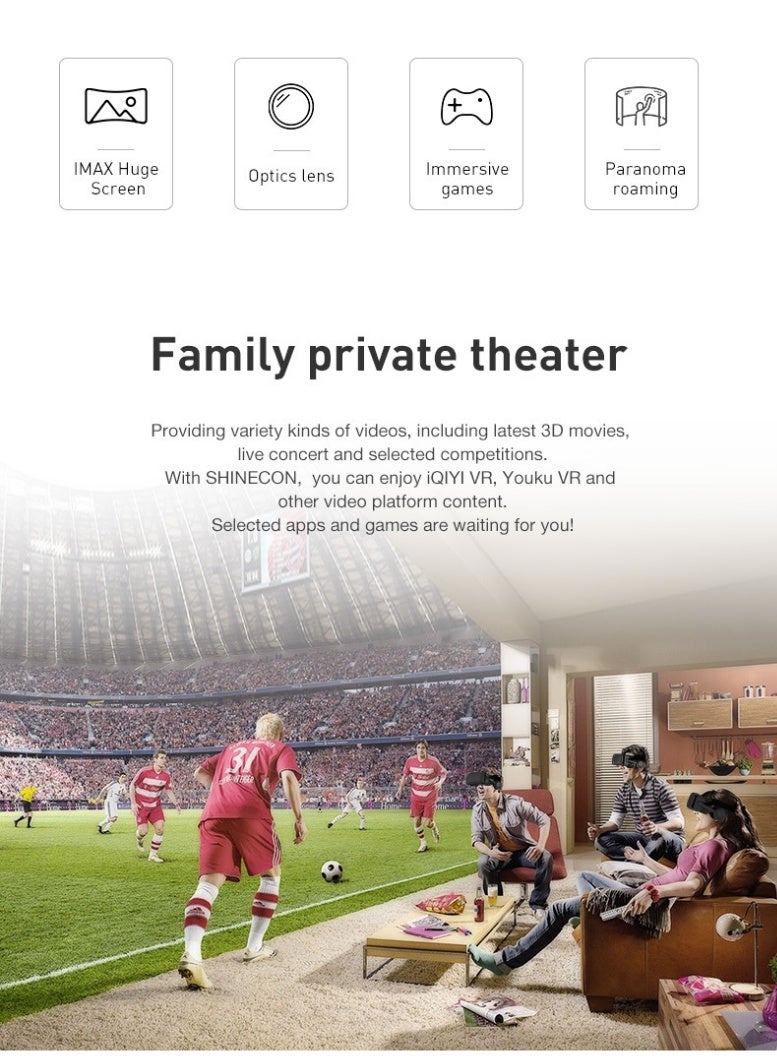 في آر شينيكون سماعة رأس واقع افتراضي لاسلكية بتقنية بلوتوث للهواتف الذكية مع وحدة تحكم، زاوية عرض فائقة الاتساع 120°، تركيز وعرض العين قابل للتعديل، عدسة بصرية غير كروية، للهواتف الذكية من 4.7 إلى 7.0 بوصة - Image 3