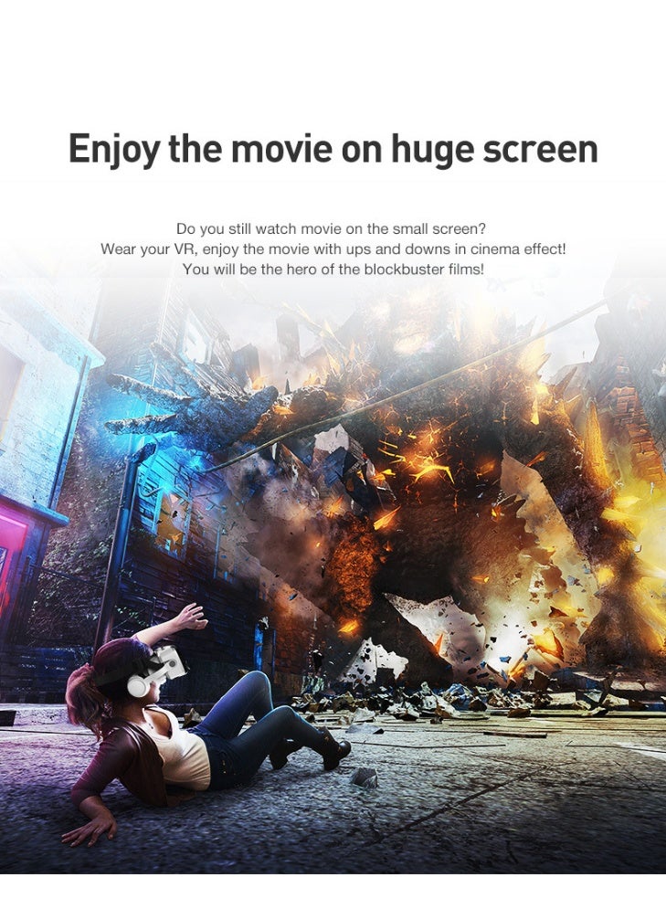 في آر شينيكون سماعة رأس واقع افتراضي لاسلكية بتقنية بلوتوث للهواتف الذكية مع وحدة تحكم، زاوية عرض فائقة الاتساع 120°، تركيز وعرض العين قابل للتعديل، عدسة بصرية غير كروية، للهواتف الذكية من 4.7 إلى 7.0 بوصة - Image 4