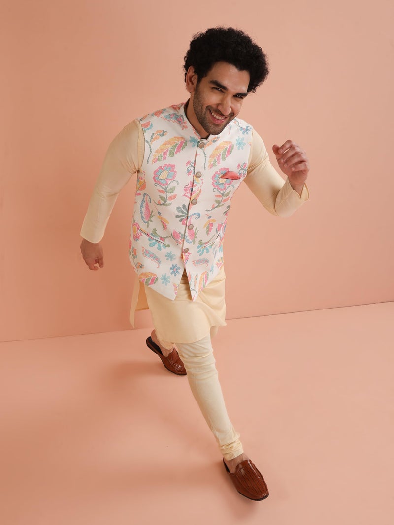 KISAH Nehru Jacket for Men – Printed Cotton Blend Modi Jacket | Ethnic & Formal Waist Coat for Weddings, Parties & Office Wear - Image 2