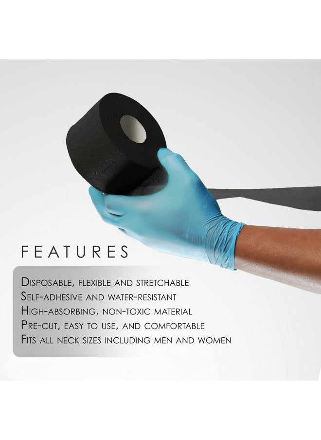 L3 - Level 3 Neck Paper - Disposable and Flexible Neck Strips - Barber and Hair Stylist Supplies - Self-Adheres to Neck - Pre-Cut and Easy to Use - 5 Rolls (100each) (Black) - Image 1
