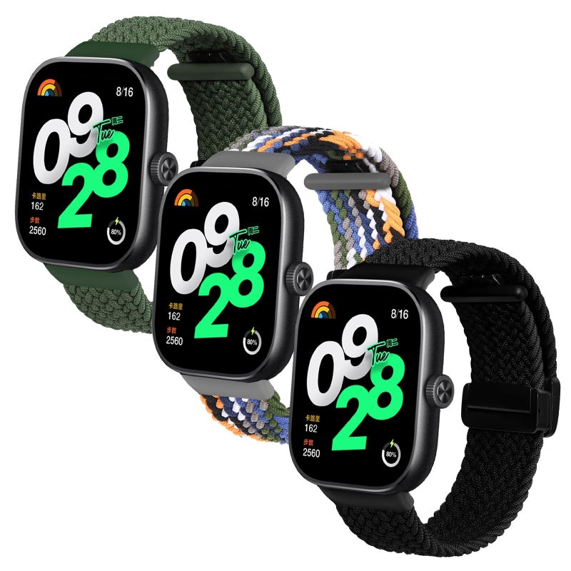 KASTWAVE 3 Pack Magnetic Straps Compatible with Xiaomi Redmi Watch 4/Xiaomi Band 8 Pro, Elastic Nylon Replacement Bands - Image 1