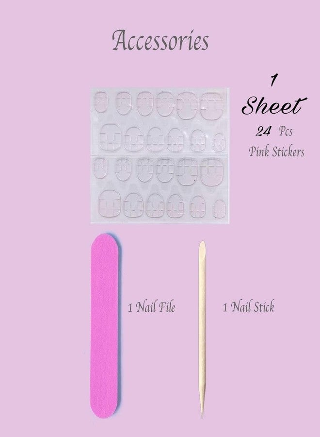BLISS START Gold Press on Nails Tips Heart Coffin Fake Nails Full Cover For Girl & Women,Artificial Nail Extensions with Nail Glue Stickers,Lightweight & Long Lasting - (24 Pcs) 1 Box. - Image 4