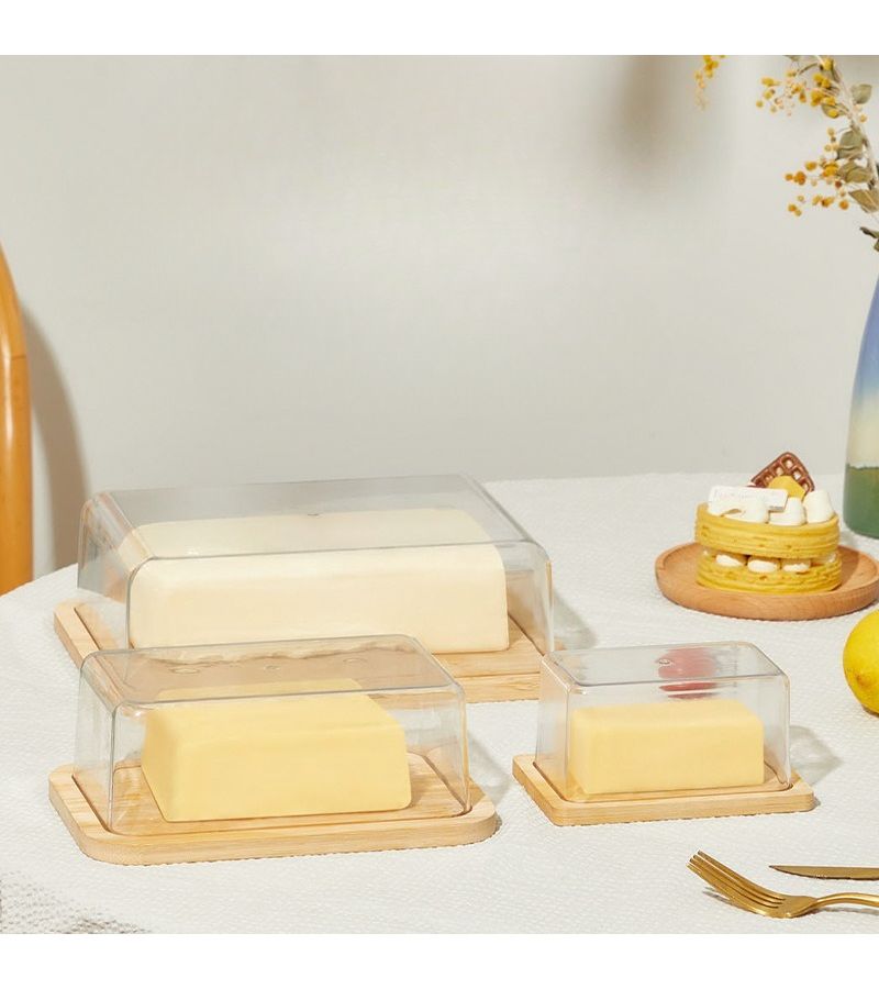 Small Rectangular Cheese Butter Dish With Lid For Cake Bread Storage - Image 2