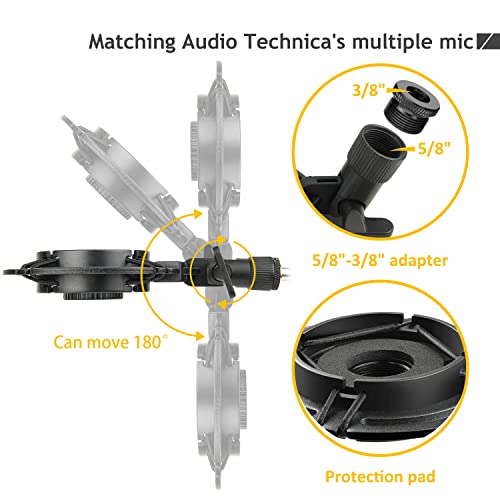 Frgyee Audio Technica AT2020 Mic Stand, AT2020 Mic Boom Arm Suspension Scissor Stand with Shock Mount, Pop Filter, Upgraded Heavy Duty Clamp for AT2020 AT2020USB+ AT2035 Condenser Studio Mic - Image 4