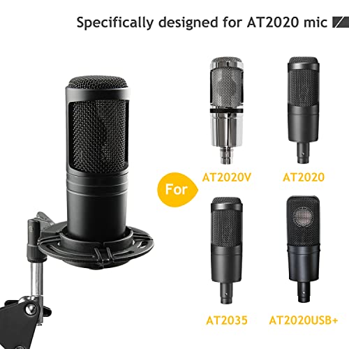 Frgyee Audio Technica AT2020 Mic Stand, AT2020 Mic Boom Arm Suspension Scissor Stand with Shock Mount, Pop Filter, Upgraded Heavy Duty Clamp for AT2020 AT2020USB+ AT2035 Condenser Studio Mic - Image 3