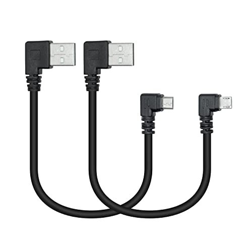 Maixbomr 90 Degree Micro USB Power Cable,25cm USB A Right Angle to Micro USB Left & Right Angle Charging and The Data Transfer,for Phone,Dash Cam,Camera,etc,Micro USB Port Use(1 Pair) - Image 1
