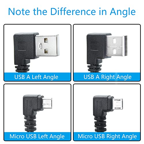 Maixbomr 90 Degree Micro USB Power Cable,25cm USB A Right Angle to Micro USB Left & Right Angle Charging and The Data Transfer,for Phone,Dash Cam,Camera,etc,Micro USB Port Use(1 Pair) - Image 2