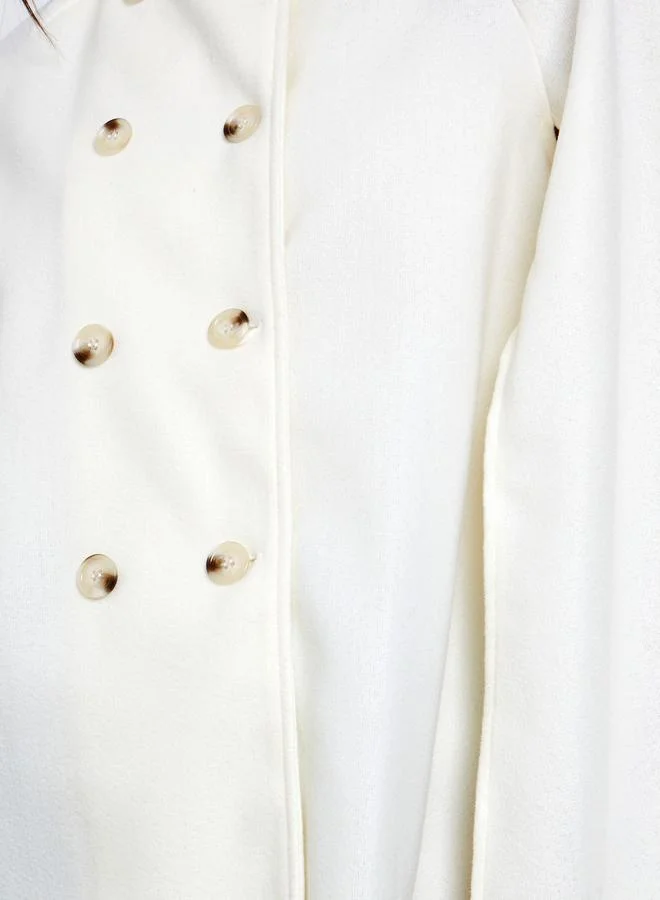 Styli Styli Off-White Longline Double-Breasted Cape Coat