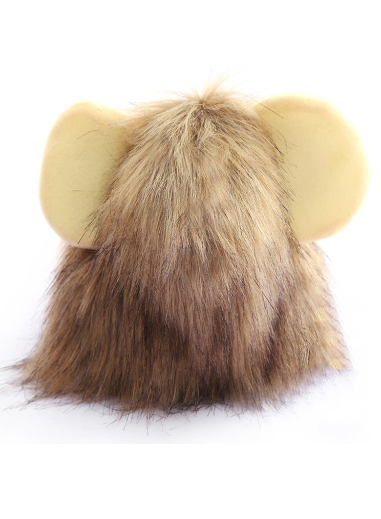Cute Cat Lion Mane Wig Headgear Costume Hat for Cat & Dog Brown,L - Image 5