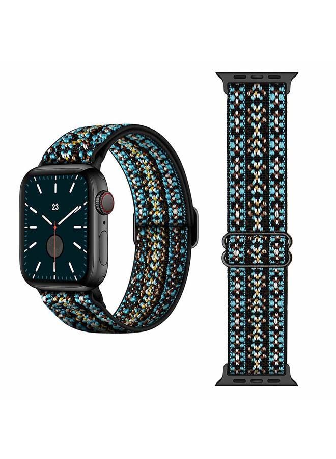 NIBEMINENT Funky Adjustable Braided Solo Band For Apple Watch Series 6/SE/5/4/3/2/1 44/42mm Blue