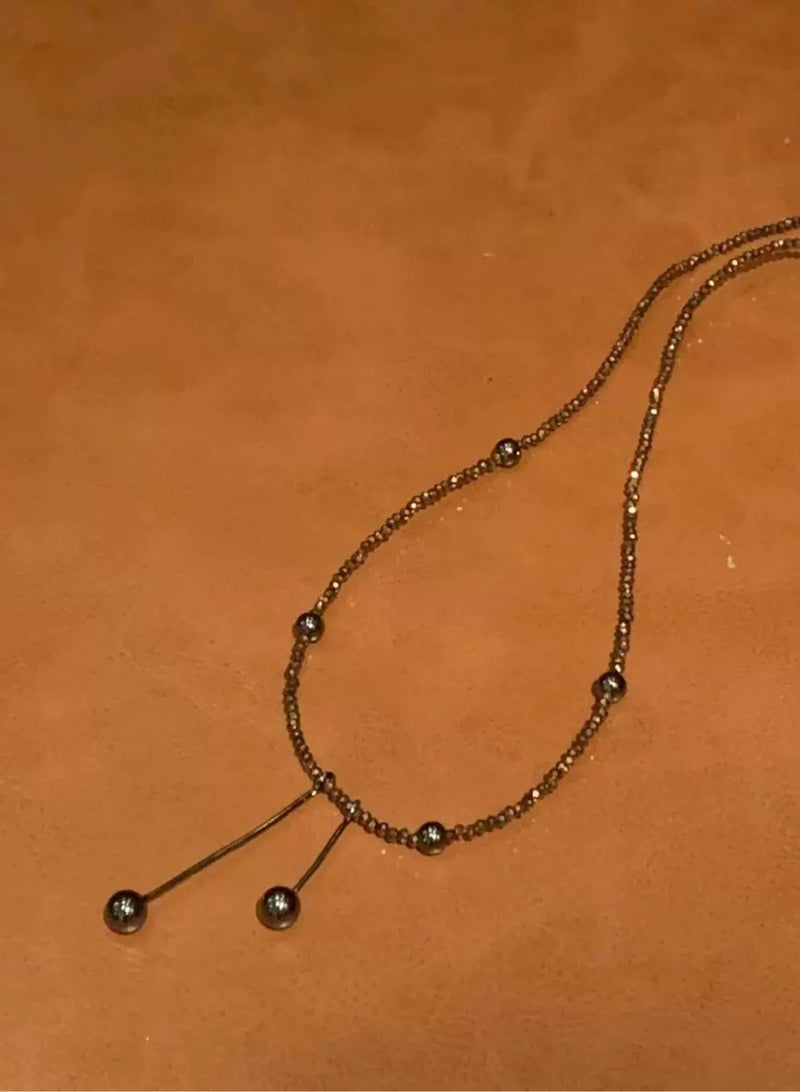 Goolsky قلادة خرز كريستالي بني – طوق بريق بسيط للنساء، مظهر أنيق متعدد الطبقات، مجوهرات بيان رقيقة - Image 3