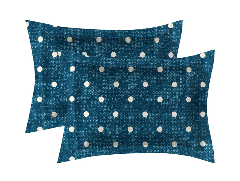 SHOMES 250 TC 100% Glace Cotton Flat Bedsheet for Double/King Size Bed | Floral Design Bed Spread with 2 Pillow Covers | Soft Breathable & Wrinkle Free Bedsheets/Bedcover (90 x 95 Inches | Blue, Grey) - Image 2